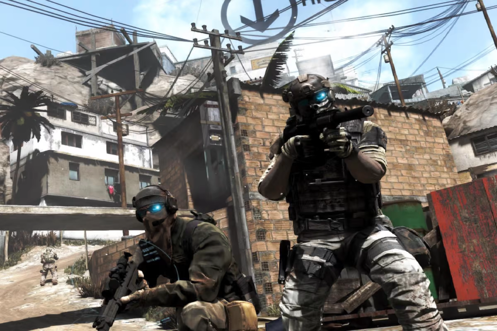 Ghost Recon Game play image of 2 soldiers holding guns.