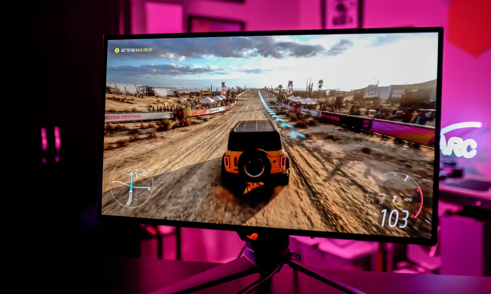 Image of The Asus ROG Swift PG27AQDM in gameplay.