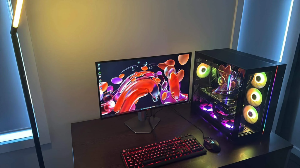 Image of The AOC Agon Pro AG276QZD game setup.