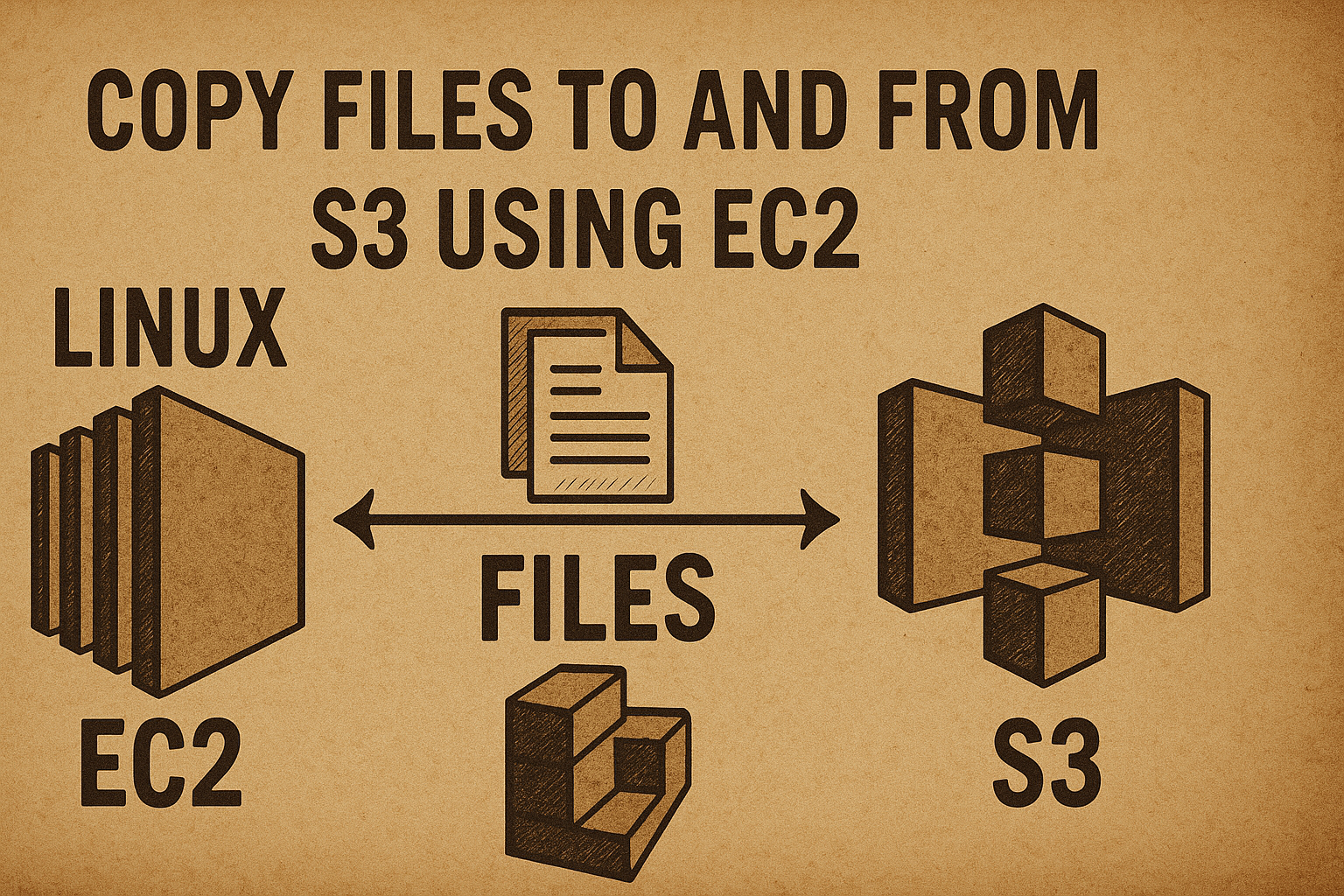 A thumbnail Illustrating how to copy files from AWS S3 to AWS EC2